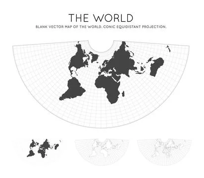 Map of The World. Conic equidistant projection. Globe with latitude and lon.. イラスト素材