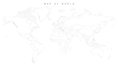 Map of World with country borders Stock Illustration