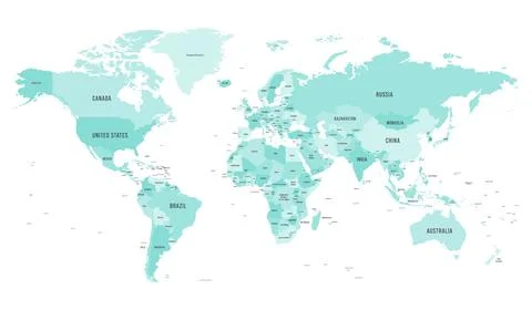 Map of World with country borders Stock Illustration