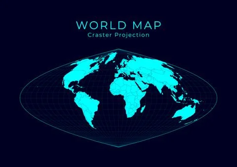 Map of The World. Craster parabolic projection. Futuristic Infographic worl.. Stock Illustration
