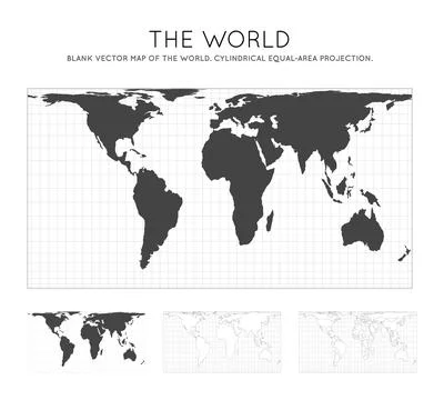 Map of The World. Cylindrical equal-area projection. Globe with latitude an.. Stock Illustration