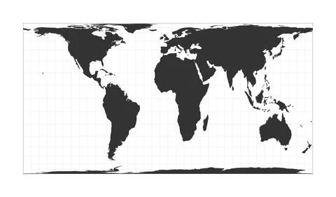 Map of The World. Cylindrical equal-area projection. Globe with latitude an.. Illustrazione stock