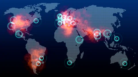 Map of world data, events, information Stock Footage 156241465