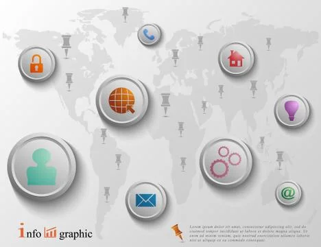 Map world with different symbol Stock Illustration