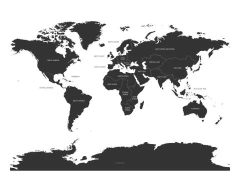 Map of World divided into regions. Simple flat vector illustration Illustrazione stock