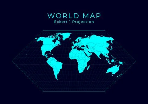 Map of The World. Eckert I projection. Futuristic Infographic world illustr.. Stock Illustration