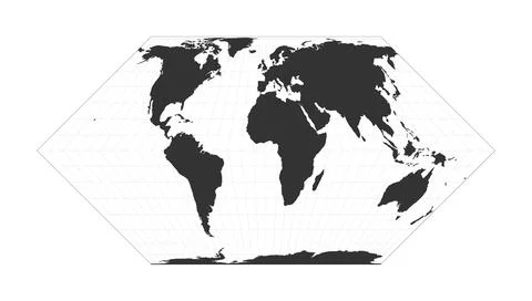 Map of The World. Eckert II projection. Globe with latitude and longitude n.. Stock Illustration