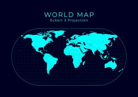 Map of The World. Eckert III projection. Futuristic Infographic world illus.. Stock Illustration