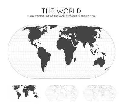 Map of The World. Eckert IV projection. Globe with latitude and longitude l.. 스톡 일러스트