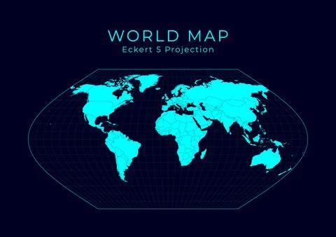 Map of The World. Eckert V projection. Futuristic Infographic world illustr.. Stock Illustration