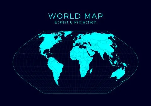 Map of The World. Eckert VI projection. Futuristic Infographic world illust.. Illustrazione stock