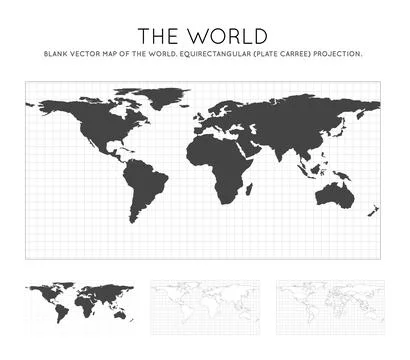 Map of The World. Equirectangular (plate carree) projection. Globe with lat.. Stock Illustration