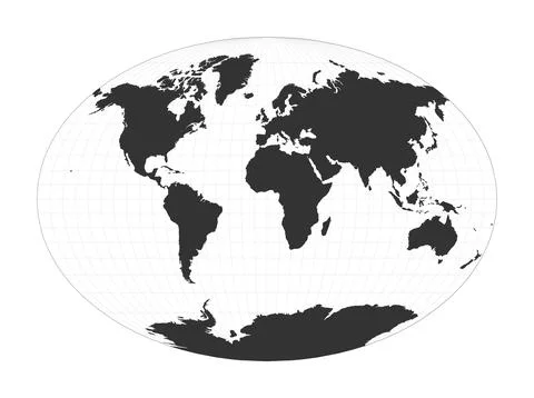 Map of The World. Fahey pseudocylindrical projection. Globe with latitude a.. Stock Illustration