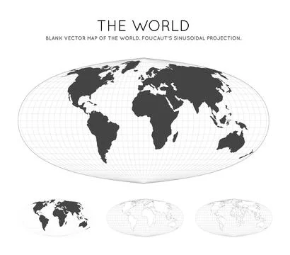 Map of The World. Foucaut's sinusoidal projection. Globe with latitude and .. イラスト素材