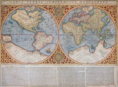 Map of the world by Gerard Mercator, first published circa 1595. Orbis terra Foto stock