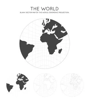 Map of The World. Gnomonic projection. Globe with latitude and longitude li.. Stock Illustration