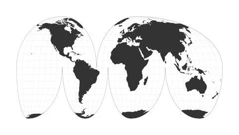 Map of The World. Goode's interrupted Mollweide projection. Globe with lati.. Stock Illustration