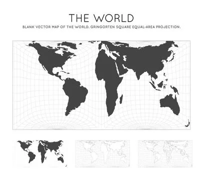 Map of The World. Gringorten square equal-area projection. Globe with latit.. イラスト素材
