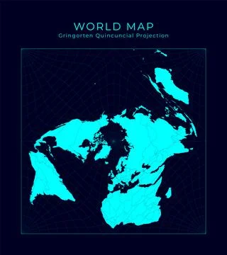 Map of The World. Gringorten square equal-area projection. Futuristic Infog.. Stock Illustration