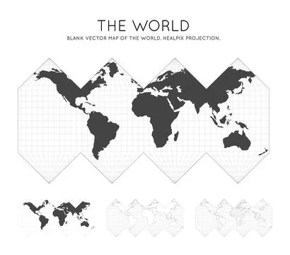 Map of The World. HEALPix projection. Globe with latitude and longitude lin.. イラスト素材