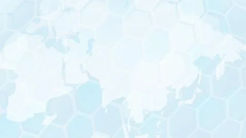 Map of the world on a hexagon background. Map light blue color, covered in Stock Illustration