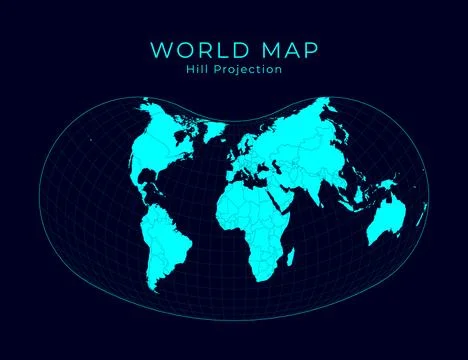 Map of The World. Hill eucyclic projection. Futuristic Infographic world il.. Stock Illustration