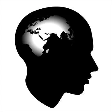 Map of the world in the human mind Stock Illustration