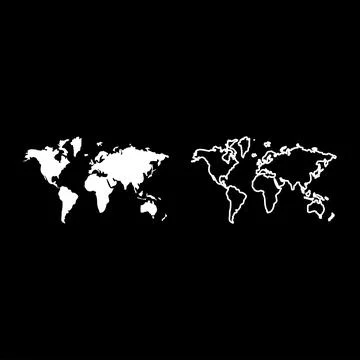 Map world icon white color vector illustration flat style image set Stock Illustration