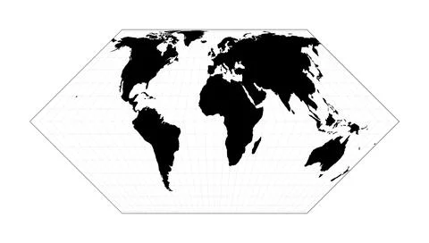 Map of the world illustration. Eckert II projection. Plan world geographica.. Stock Illustration