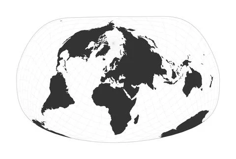 Map of The World. Jacques Bertin's 1953 projection. Globe with latitude and.. イラスト素材