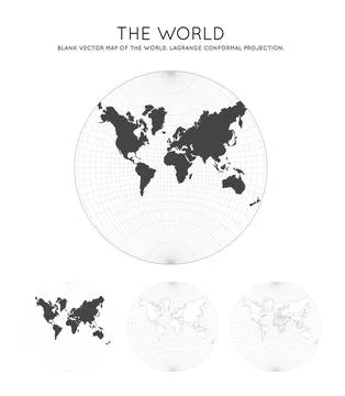 Map of The World. Lagrange conformal projection. Globe with latitude and lo.. Stock Illustration