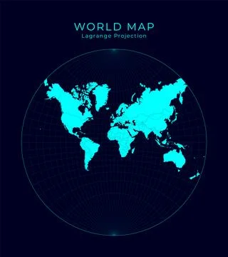 Map of The World. Lagrange conformal projection. Futuristic Infographic wor.. Stock Illustration
