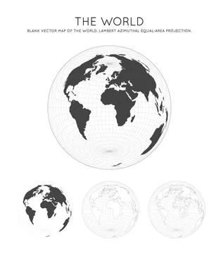 Map of The World. Lambert azimuthal equal-area projection. Globe with latit.. Stock Illustration