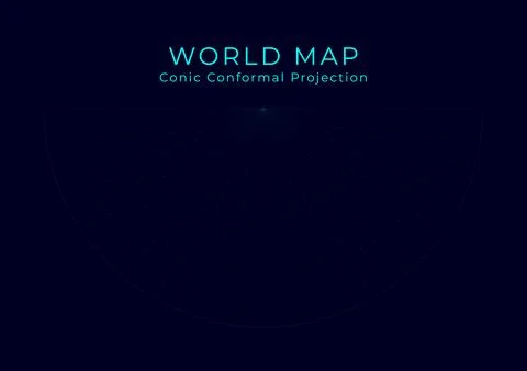 Map of The World. Lambert conformal conic projection. Futuristic Infographi.. Stock Illustration