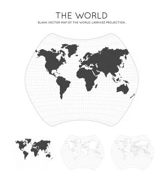 Map of The World. Larrivee projection. Globe with latitude and longitude li.. 스톡 일러스트