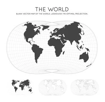 Map of The World. Laskowski tri-optimal projection. Globe with latitude and.. Stock Photos