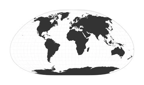 Map of The World. Loximuthal projection. Globe with latitude and longitude .. Stock Illustration