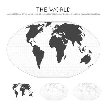 Map of The World. McBryde-Thomas flat-polar quartic pseudocylindrical equal.. 스톡 일러스트