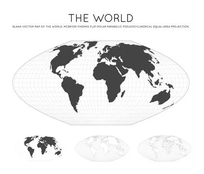 Map of The World. McBryde-Thomas flat-polar parabolic pseudocylindrical equ.. Stock Illustration