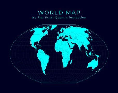 Map of The World. McBryde-Thomas flat-polar quartic pseudocylindrical equal.. 스톡 일러스트