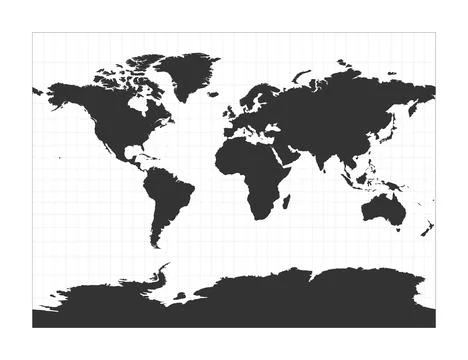 Map of The World. Miller cylindrical projection. Globe with latitude and lo.. Stock Illustration