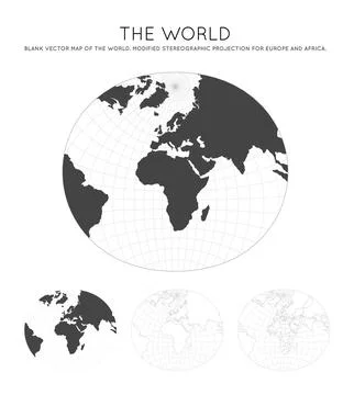 Map of The World. Modified stereographic projection for Europe and Africa. .. イラスト素材