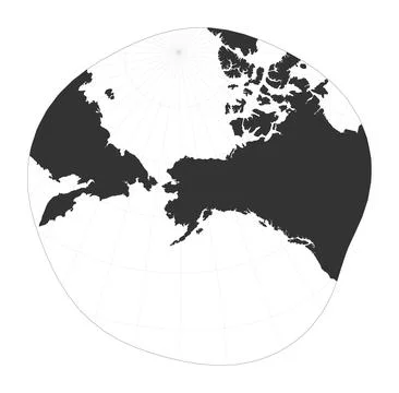Map of The World. Modified stereographic projection for Alaska. Globe with .. Stock Illustration