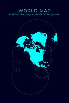 Map of The World. Modified stereographic projection for the United States i.. 스톡 일러스트