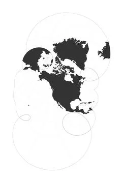 Map of The World. Modified stereographic projection for the United States i.. Illustrazione stock