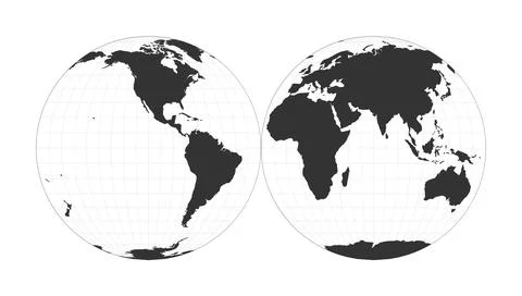 Map of The World. Mollweide projection interrupted into two (equal-area) he.. Illustrazione stock