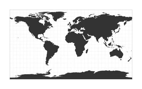Map of The World. Patterson cylindrical projection. Globe with latitude and.. Illustrazione stock
