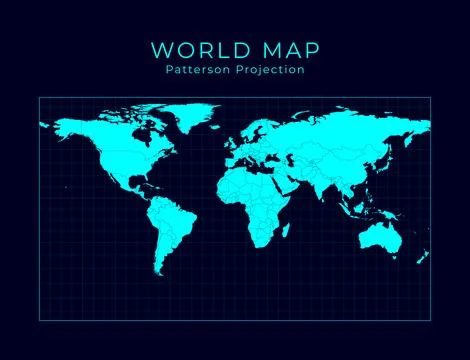 Map of The World. Patterson cylindrical projection. Futuristic Infographic .. 스톡 일러스트