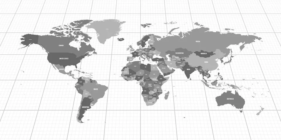 Map-world-perspV-grid-light Stock Illustration