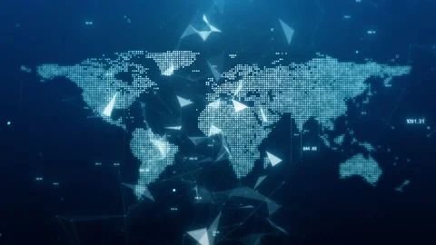 Map World with Plexus Loop Stock Footage 197952465